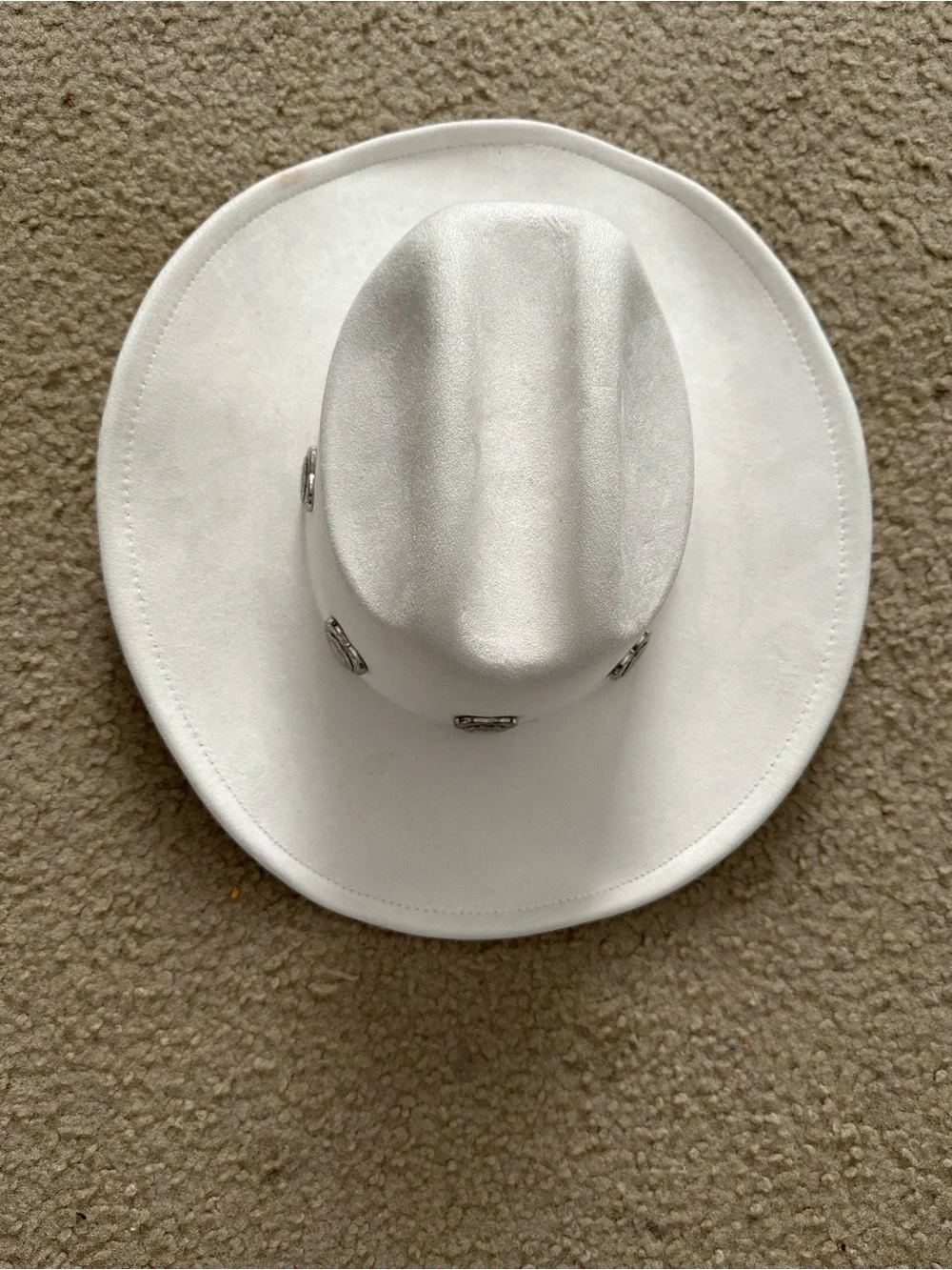 H&M White Felt Hat with Silver Accents
